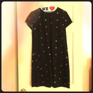 Short Sleeve Dress -  Flower Embroideries - Lined